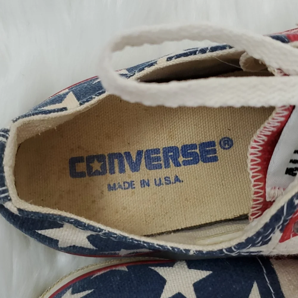 Vintage Converse Chuck Taylor American Flag Patriotic Made USA Kids Size 4